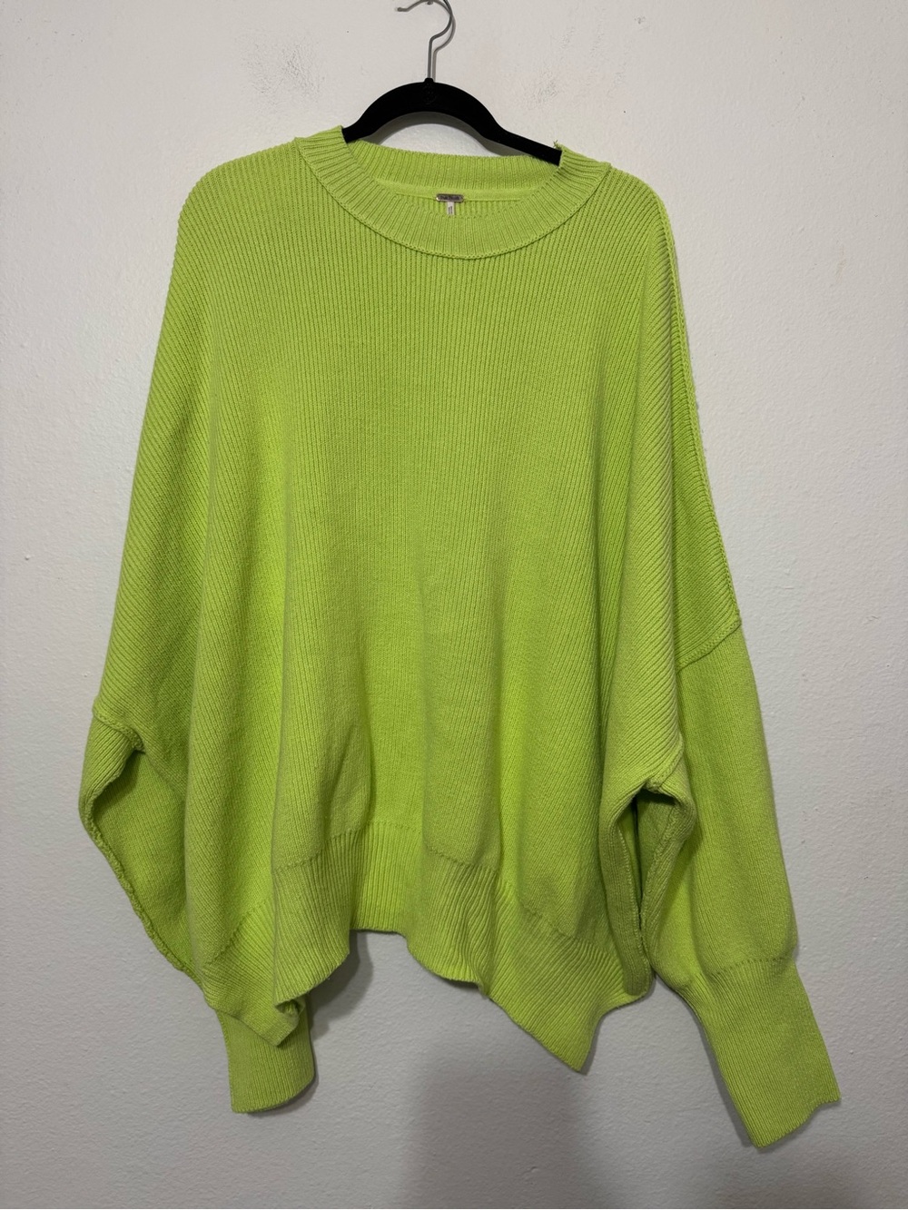 Free People Citron Green Knit Easy Street Tunic Sweater Women's Size Large